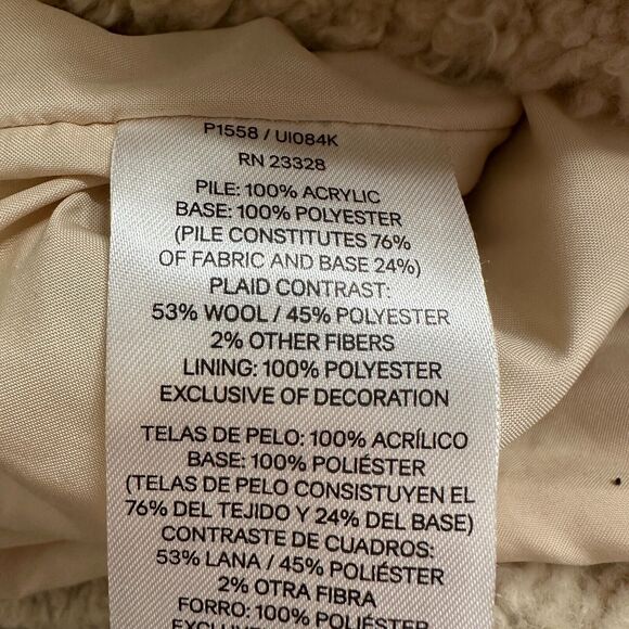 Pendleton Sherpa Fleece Jacket Women’s Medium Ivory Cream Oatmeal Zip Deep Pile - Picture 7 of 10